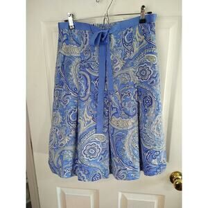 $ Casual Annex Blue Lines Paisley Belted A Line Knee Skirt. Size 4